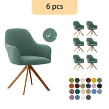 1pc/4pcs/6pcs Solid Color Minimalist Waterproof Chair Cover, Modern Luxury New Jacquard High Armrest Chair Slipcover, Soft Home Chair Protector, Stretchy & Durable, Dining Chair Cover, All Season Use - Bean Green - View 3