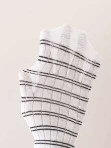 5 Pairs Boys' Thin Breathable Casual Sports Socks With Letter Print, Black & White, Versatile For Spring & Summer - Multicolor - View 5