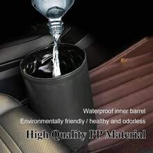 Car Trash Can, Collapsible Trash Can, PU Leather Car Garbage Can, Waterproof Car Garbage Can, Portable Garbage Bin, Car Interior Accessories Multipurpose Trash Bin Black - Black - 查看 7