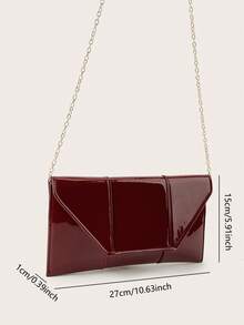 Luxury Evening Clutch, Elegant And Exquisite Lacquered Leather Flap Square Bag, Ideal Choice For Ladies, Party Girls, Suitable For Parties, Weddings, Balls, Galas, Best Gift For Mom, Teacher, Friends, Bridesmaids - Burgundy - View 8