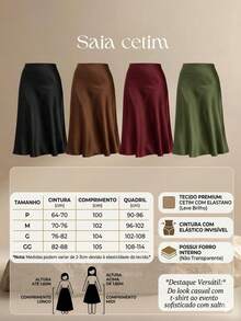 TIMELESS, ELEGANT, VERSATILE, LONG, SILK SATIN MIDI SKIRT - Vàng - Xem 2