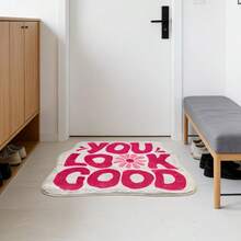 1 pieza Alfombra de baño con forma de letra y flor en color fucsia, de terciopelo suave y absorbente de secado rápido, diseño único y fácil de cuidar. Adecuada para alfombra de baño, felpudo, alfombra pequeña, alfombra, decoración del hogar, alfombra de exterior, alfombra de dormitorio, alfombra lavable - A - Ver 14