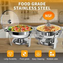 4 Pack 5.3QT Chafing Dish High Grade 316 Stainless Steel Chafer Complete Set, Chafing Dishes For Buffet 4 Pack, 5.3QT [Elegant Silver Colors] Stainless Steel Chafing Dish Buffet Set [Sturdy And High Grade] Chafers And Buffet Warmers Sets For Any Party With Complete Set - Bạc - Xem 4