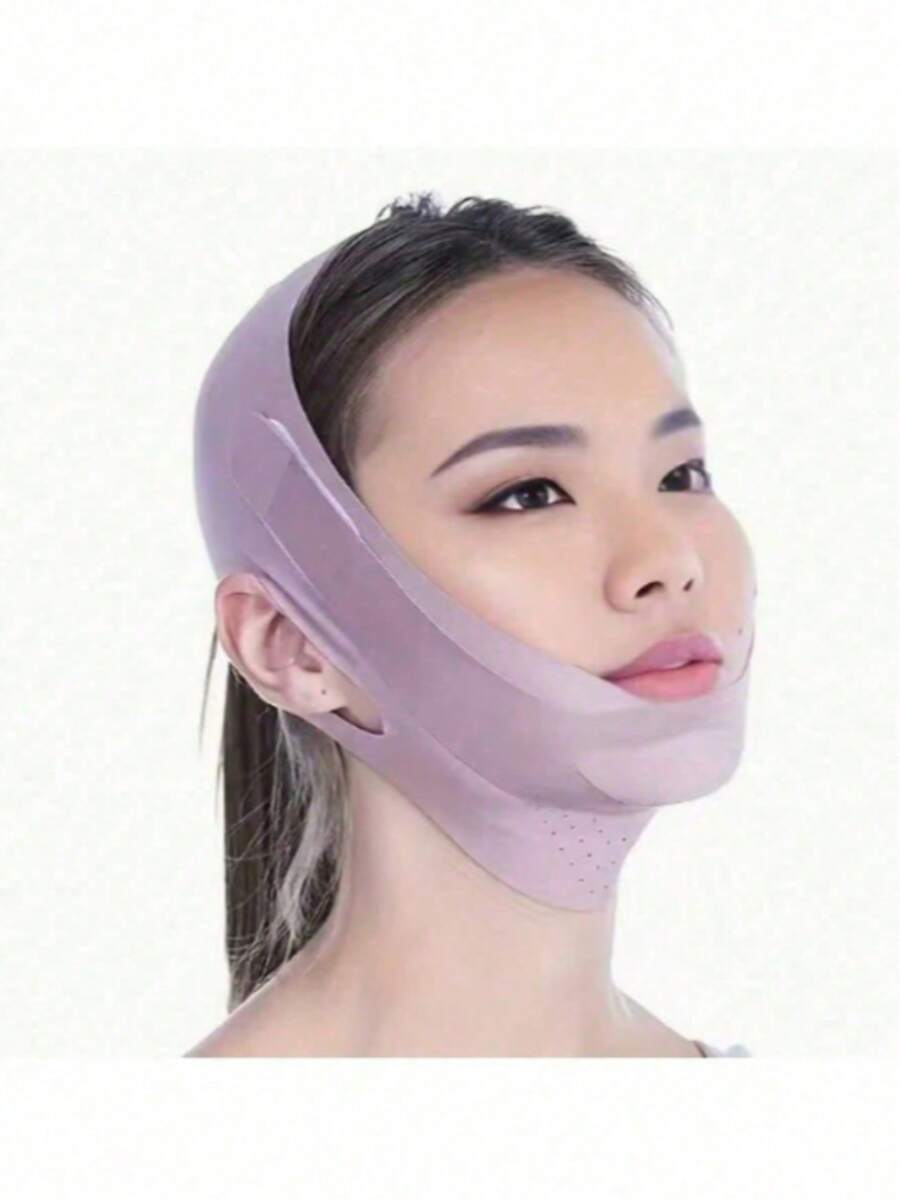 1件/對 雙面支撐帶 美麗下顎線臉部輪廓支撐工具 彈性透氣臉部貼帶 下顎線提拉 - 淡紫色 - 查看 1