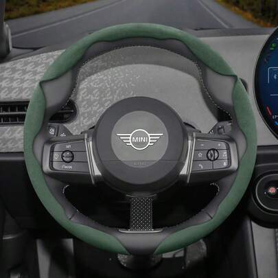 Hocasen Bọc vô lăng bằng da lộn cho xe MINI, thiết kế chia đoạn, lắp đặt nhanh chóng, chống trượt và thoải mái, phù hợp mọi mùa. Bộ 2 miếng/3 miếng tùy chọn. Dành cho MINI 3 cửa/MINI Countryman/MINI 5 cửa/MINI Convertible/MINI Aceman/JCW chạy điện hoàn toàn mới. Màu đen, nâu, mocha, cam, đỏ, xanh lá cây.