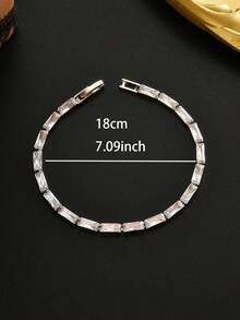 1pc Men's Summer Business Zirconia Beaded Bracelet, Versatile Tennis Bracelet, Jewelry Suitable For Parties And Gatherings, Daily Wear Accessory, Gift For Boyfriend - White - View 3