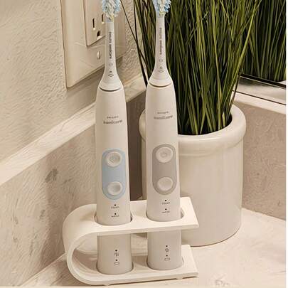 1 giá đỡ bàn chải đánh răng điện, kệ đựng đồ phòng tắm, hộp đựng bàn chải đánh răng, giá để bàn chải đánh răng điện, hộp đựng đồ trang điểm phòng tắm, thiết kế lỗ thoát nước sáng tạo bảo vệ cổng sạc, thích hợp cho phòng tắm, ký túc xá và nhà ở, giá đựng đồ sáng tạo.