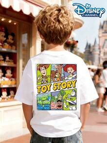 Disney's "Toy Story" - "For Autism And Beyond", Animated Scenes Of Buzz Lightyear And Woody TOY STORY Print Pattern Summer Tops,Short-Sleeved Casual And Cute Style  Children's Clothing Design, Girl Clothes,Boy Kids Clothes ,Ropa Para Niños,Teen Girls Clothes, Summer Clothes,Boys Summer Outfits,Boys Clothes,Perfect For Cool Girls. Comfortable And Breathable Children's Short-Sleeved T-Shirt. Comfortable And Casual Wear All Year Children's Clothes,Comfortable & Lightweight, Iconic Print For Mix-And-Match Outfits,Suitable For Both Boys And Girls. - trắng - Xem 3
