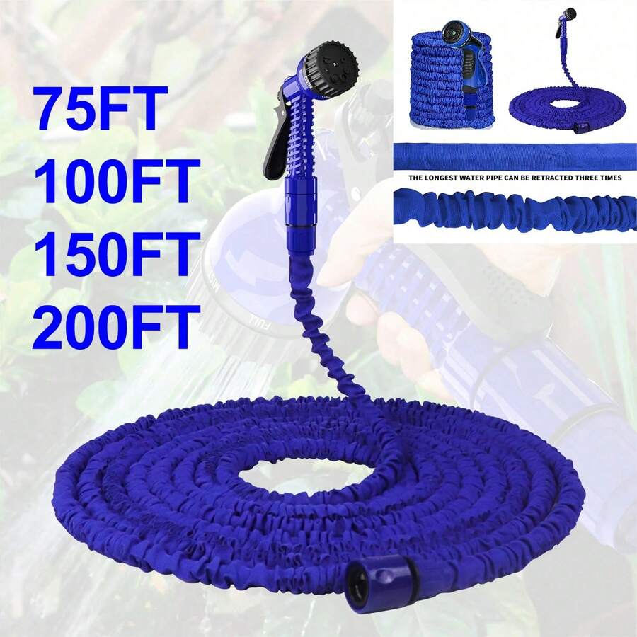 Adjustable 25/50/75/100/125 Ft Magic Hose, 7 Spray Patterns With Nozzle - Durable Polyethylene Material, Multifunctional Garden Hose With Spray Gun, Suitable For Outdoor And Yard Use All Year Round, Standard US Connector, Expandable Hose, Car Wash And High Pressure Function, Ideal For Gardening, Lawn And Outdoor Cleaning, Pet Bathing And Outdoor Cleaning, Essential Pet Grooming Tool | Multifunctional Pet Supplies | Adjustable Nozzle/Expandable Garden Hose, High Pressure - Multicolor - View 1