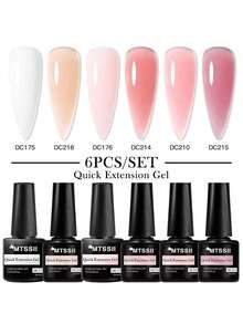 6pcs/Set 7ml Quick Extension Gel Nail Polish, Hard Gel, Semi-Permanent, Acrylic Crystal White Pink Color, UV Extension Gel, Removable UV Gel Manicure, Manicure Design Set, Home Salon Manicure Gift - 彩色 - 查看 12