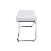 Leather Bench With -Plated Frame – 130cm Modern Bench For Dining Room, Hallway & Living Area - White - View 10