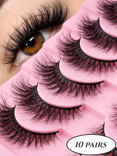 10 Pairs High-Rated Cat Eye/European And American Style False Eyelashes - D Curl Lashes, DIY Lightweight Natural Lashes, Soft And Comfortable, Instantly Enlarges Eyes. Beginner-Friendly, Easy To Use, Saves Makeup Time. Suitable For Daily, Party, Ball, And Various Occasions. Great Gift For Family, Girlfriend, Best Friend. Top Choice For Holiday Gifts