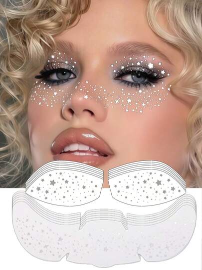 12 Tờ Hình Dán Phấn Mắt Lấp Lánh Màu Bạc Hình Xăm Tàn Nám Mặt Tạm Thời Hình Xăm Tàn Nám Sao Lấp Lánh Cho Bãi Biển Mùa Hè Phụ Nữ Trang Điểm Âm Nhạc Lễ Hội Coachella Tiệc Tùng Phụ Kiện Rave