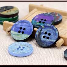 5pcs Round Buttons With Artistic Oil Painting Patterns, Suitable For Mixing Color Resin, Sewing On Jackets, Suits, Plush Toys, Handicrafts And DIY Creative Projects - 5pcs - View 5