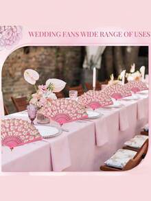50/30/18pcs Creative Exclusive Party Favor Set, Party Gift Set Includes Printed Hand Folding Fan, Thank You Card & Organza Bag, Elegant Small Gifts, Easy To Carry, Suitable For Adult Party, Wedding, Birthday, Holiday - Multicolor - View 7
