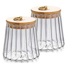 2 X 650ml Glass Jars With Lids – Clear Cute Storage Canisters 22 Oz For Sugar, Coffee, Tea & Candy – Kitchen - View 1