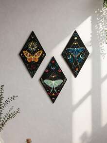 1件波西米亚风月亮、星星、太阳相位、蛇形墙饰，哥特式木质极简主义女巫挂饰，适用于家居卧室、客厅、农舍浴室装饰，乡村波西米亚风墙饰，月相墙饰，哥特式星月墙饰，极简波西米亚风房间装饰，女巫装饰 - 多色 - 查看 4