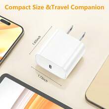 FCV 适用于 的快速充电线，20W PD 快充 USB-C 墙式充电器 Type-C 电源适配器 Lightning 数据线，快充插头，兼容 14/13 Pro/12/11/XS/Max/XR/X/8 Plus/SE 2022 - 美規A型插(110-127V) - 查看 7