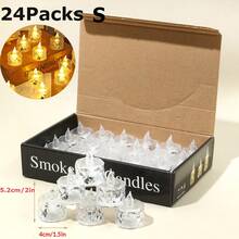 5/12/24pcs Acrylic Crystal Pattern LED Electronic Candle Lights, Battery Operated, Rose Pattern Projection Tea Candle Lights, Flameless Candle Lights, Suitable For Wedding, Valentine's Day, Christmas, Holidays, Home Decor, Dining Table Decor - Huang Guang - View 8