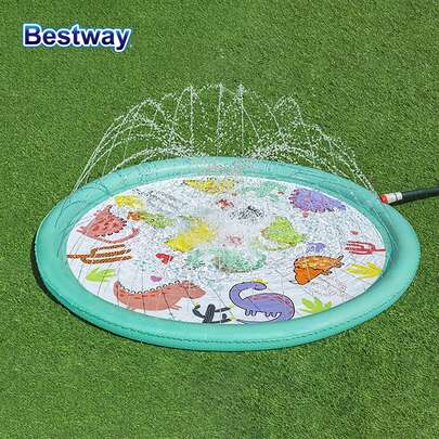  Bestway 52698 1pc Fun Splash Outdoor Water Spray Mat - Inflatable, Splash-Proof, Durable, And Easy To Clean - Perfect For Lawn Games, Backyard Fun, And Summer Entertainment
