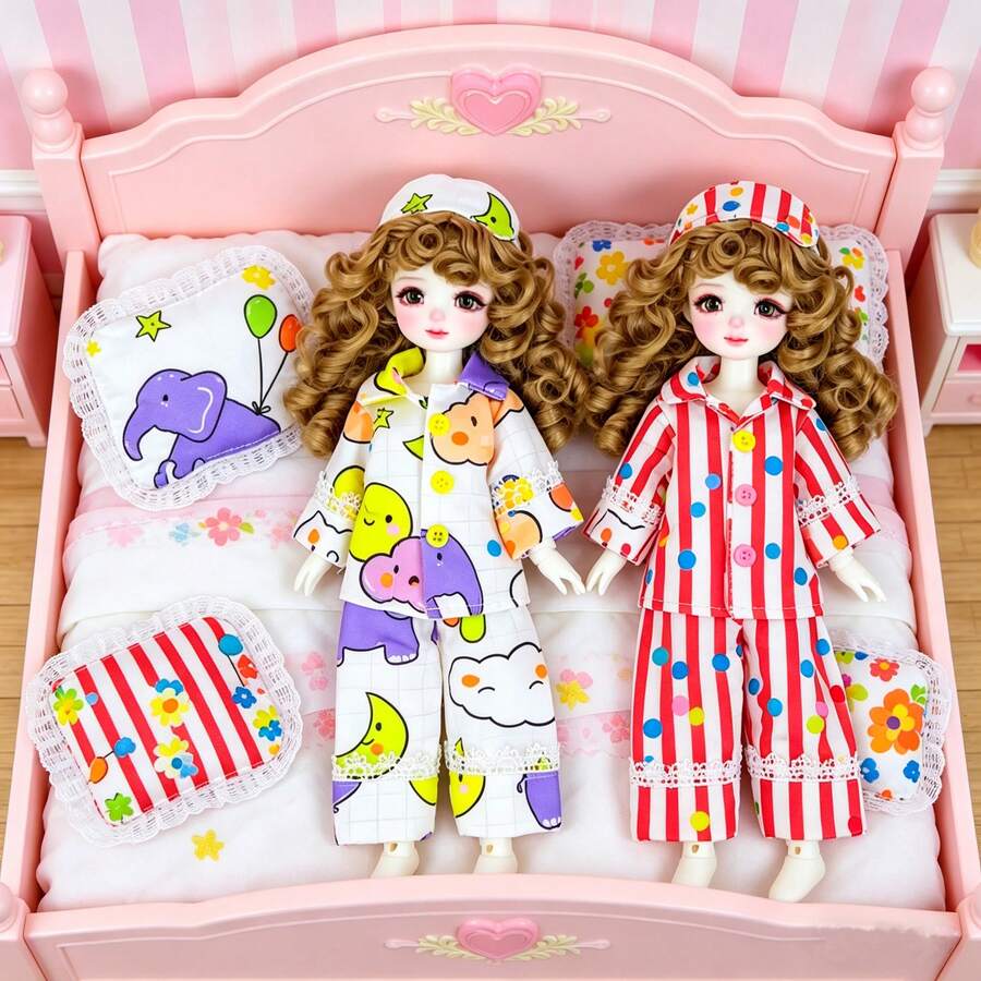 Bộ 6 món đồ ngủ cho búp bê BJD 30cm, quần áo mặc nhà cho búp bê, trang phục nhập vai cho búp bê Boneka, thích hợp làm quà tặng ngày lễ, sinh nhật, tựu trường, tốt nghiệp. - Nhiều màu - Xem 1