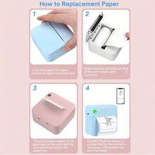 Impresora térmica mini con 1 rollo de papel térmico, impresora de bolsillo inalámbrica, impresora de recibos portátil inteligente, imprime etiquetas en cualquier momento, regalo pensado para amigos y familiares, adecuado para fotos, diarios, notas de estudio y memorandos - Multicolor - Ver 7