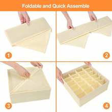 4pcs Foldable Drawer Organizer Baskets And Fabric Storage Boxes, For Storing Clothes, Underwear, Bras, Ties, Accessories, Socks - Beige - View 6