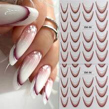 3D Minimalist Ombre French Manicure Nail Stickers, Black-White-Brown Gradient Curved French Design Self-Adhesive Nail Stickers, Adorable Y2K Style Nail Decor, Perfect For Elegant Nail Look, DIY Nail Salon Accessories And Supplies (3/2 Sheets) - Multicolor - View 16