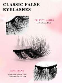 ENCHUW 7 pares de pestañas postizas de visón falso esponjoso, pestañas postizas gruesas y voluminosas, pestañas postizas rizadas - Negro - Ver 3