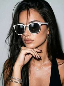 1/2/3 Pcs Women Acrylic Casual Square Frame Fashion Black Glasses, Suitable For Holiday Outings And Daily Wear - Multicolor - View 11