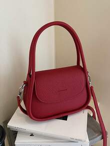 新款时尚女士手提包，简约小方包，单肩斜挎包 - 紅色 - 查看 2