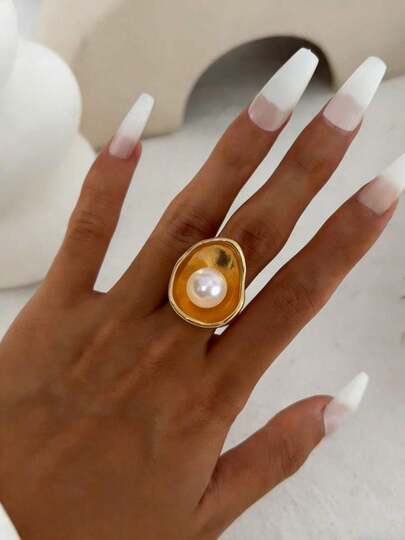 1 pieza Anillo abierto con forma única y minimalista exagerada, adecuado para uso diario y de fiesta de mujeres