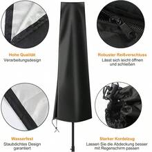 Housse de parapluie imperméable et pare-soleil - Style cantilever - Tissu Oxford imperméable - Housse de parapluie de patio extérieur - Convient pour : parasols de jardin extérieur de 190 x 50 x 30 cm - Noir - Voir 5