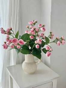 1pc/2pcs 18-Inch 12-Head Camellia Flower Bouquet - Realistic Artificial Flowers For Luxury Home/Hotel Decor, Photography Props, Fade-Resistant Floral Arrangement, Office Desk Centerpiece - Multicolor - View 6