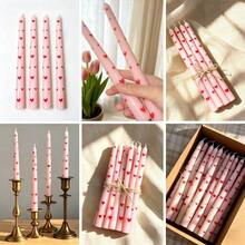 24 PCS Pink Heart Printed Taper Candles 10 Inch, Unscented Smokeless Long Burning Candlesticks With Cotton Wicks, Perfect For Weddings, Home Decor & Mother's Day - 24pcs - View 5