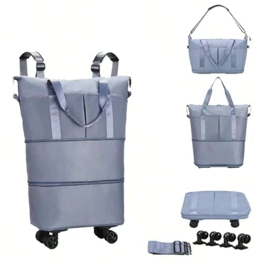 Bolsa de viaje con ruedas extraíbles equipaje de mano plegable expandible para viaje o hospitalización 55 liters Simplicidad - Mochila Azul Azul - Ver 1