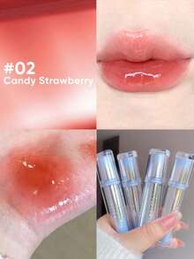 JUDYDOLL 水感唇釉 2.4g 冰鐵水光唇蜜 鏡面唇釉 豐色護唇 不黏膩 適合自用、送禮、新手、海灘、旅行、假日、約會、學校、工作 - #02 冰糖草莓 - 查看 4