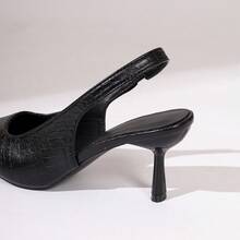 Women's Spring High Heels, Fashionable Versatile Work Shoes, French Style Summer Sandals - Black Snakeskin - View 9
