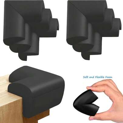 10个装大号桌角保护套，儿童适用，婴儿安全软橡胶泡沫垫角套，重型家具楼梯橱柜壁炉角防撞保护垫 - 预贴胶带