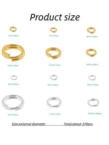 6 Size Gold And Sliver Jump Rings,Double Loops Round Split Small And Medium Key Chain Ring For Jewelry Making And Keychain Home Car Dog Tag Rings - Multicolor - View 10
