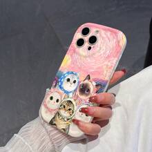 1 chiếc ốp lưng điện thoại bằng chất liệu TPU dễ thương, họa tiết xoáy 6 chú mèo màu trắng kem, dày dặn, chống sốc, cắt chính xác, bảo vệ ống kính, tương thích với iPhone 17/17 Pro/17 Pro Max/17 Air/16/11/16 Pro/16 Plus/16 Pro Max/16e/15 Pro Max/13/14/12/11/7G/8P, Galaxy S25/S25 Plus/S25 Ultra/A05/A05S, lựa chọn thời trang cho người dùng. - trắng - Xem 2