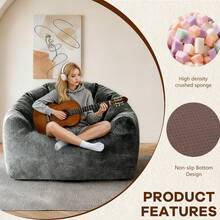 Round Ergonomic Pouf That Conforms To The Contours Of The Body For Optimal Relaxation And Comfort At Home. - 灰色 - 查看 5