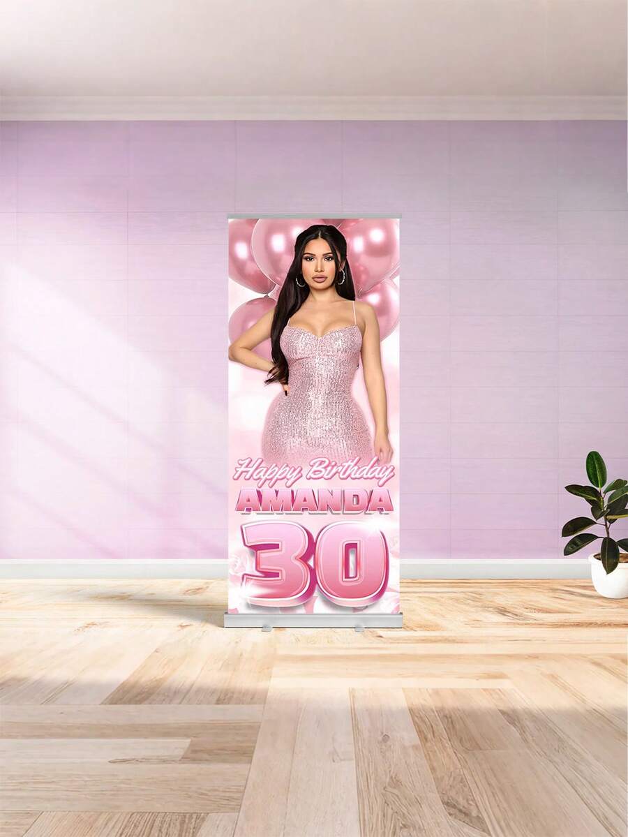 1pc - Customized Banner, Personalized Photo Polyester Fabric Banner. Customized Wedding Photo Text Poster, Customized Unframed Canvas Graduation Poster, Wedding Welcome Poster, Customized Birthday Party Poster, Party Backdrop, Personalized Gift - Multicolor - View 1