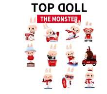 POP MART Collaboration, Blind Box Style, Random Design, Single Item, Cute 3D Figurine, Plush Toy, Suitable For Desktop Decoration, Gift, Christmas Decoration - Red - View 3