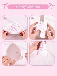 6 piezas Sombrero de cono de fiesta con lazo rosa, diseño de moño mixto de papel con cuerda elástica, adecuado para niñas, suministros para fiestas de cumpleaños con tema de princesa, decoraciones para fiestas de baby shower - Multicolor - Ver 8