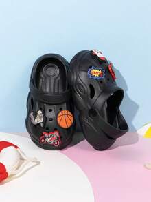 Baby Cute Casual Slippers Sandals, Breathable Hollow Out Clogs Style Shoes For Toddlers Indoor & Outdoor Wear, Summer - Black - View 6