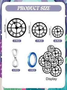 24pcs/Set Clock Decor Set, Wonderland Afternoon Tea Decorative Clock, Curious Clock Background, Suitable For Party Clock Banner, Wonderland Wreath, Baby Shower Decor, Birthday Baby Shower Party Supplies - Multicolor - View 4