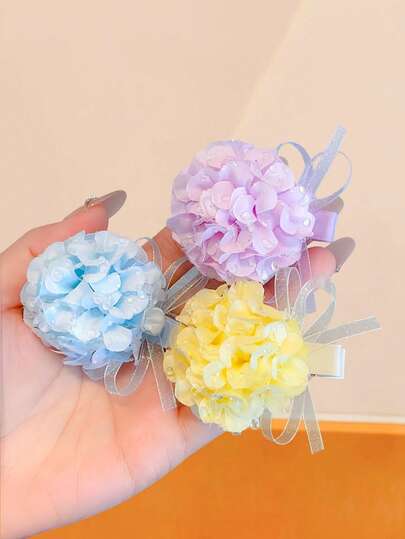 1pc/3pcs/Set Pastel Hydrangea Hair Clips, Soft Fabric Floral Hair Clips, Available In Blue, Yellow, Purple, Gentle Fabric Flower Hair Clips - Suitable For Women, Fit For Daily Commute, School, Date, Commute, Photo Shooting, Valentine's Day, Etc.