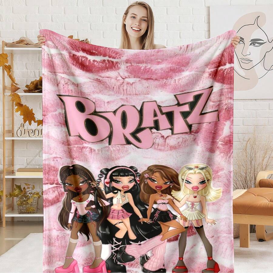 1PC Bratzs S Blankets Flannel Sofa Throw Blanket Breathable Throw Blankets,With For Couch, Bed, Camping, Travel, Office, Home Nap, Multipurpose Gift Flannel Blanket-280gsm - 多色 7 - 查看 1