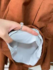 Linen Shirt And Shorts Set (2 Pieces) - Coral Orange - View 6